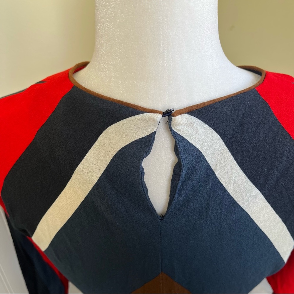 Zara Basic Colorblock Chevron Print Blouse Women’… - image 3